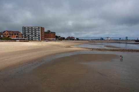 View over the beach of Wyk, Föhr Island, Schleswig-Holstein, Germany