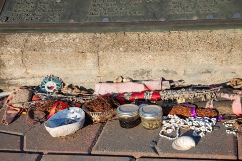 Canton, South Dakota - Remembrances left at a marker listing the names of 120 patients at the