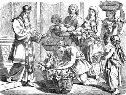 Put the fruits of the land in a basket, offering of the first fruits, land of milk and honey,