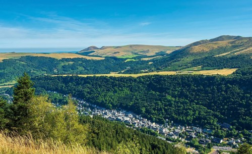 Auvergne Volcanoes Regional Park. Village of Mont-Dore in Sancy Massif. Puy de Dome. Auvergne.