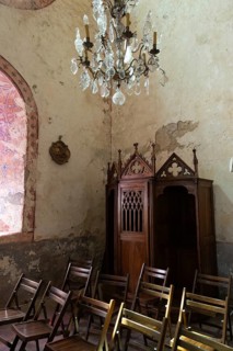 Compains village, confessional of Saint Georges church, Cezallier region, Puy de Dome, Auvergne