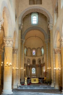 Interior of Romanesque church of Saint Nectaire, Notre-Dame-du-Mont-Cornadore, Puy de Dome,