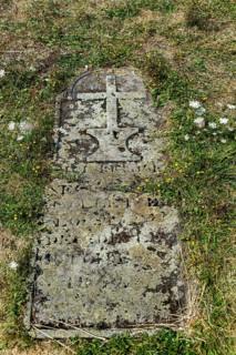 Auvergne Volcanoes Regional Natural Park, old cemetery tombstone at Pic Saint Pierre Saint Pierre