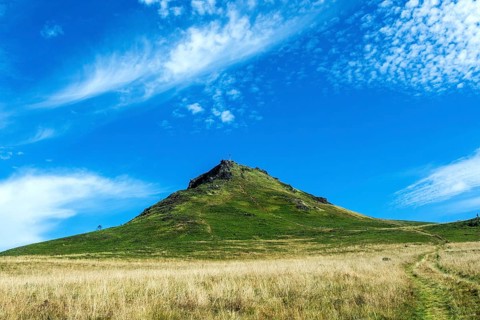 Roc de Courlande in Auvergne Volcanoes Regional Park. Puy de Dome. Auvergne Rhone Alpes. France