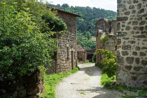 Saint Andre de Chalencon village. Street of Chalencon. Haute Loire. Auvergne Rhone Alpes. France