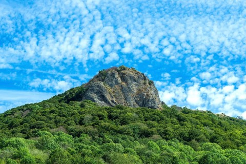 Valbeleix village. La Roche Nité. Auvergne Volcanoes Regional Park. Puy de Dome. Auvergne Rhone