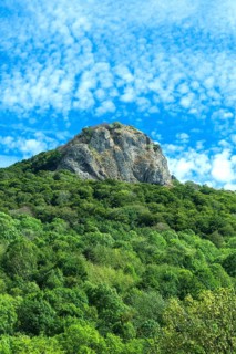 Valbeleix village. La Roche Nité. Auvergne Volcanoes Regional Park. Puy de Dome. Auvergne Rhone