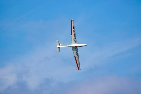 A Marganski MDM-1 Fox glider with the registration D-9107 during a flight demonstration as part of