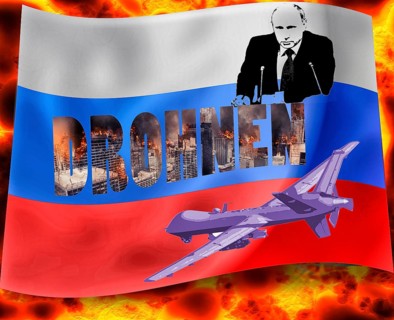 Symbolic image, Putin and Ukraine war, Russian drones over EU, sabotage by Russia, undersea cables,