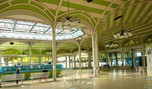 Vichy, listed as World Heritage by UNESCO. Sources hall. Allier department. Auvergne Rhone Alpes.