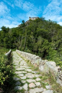 Saint Andre de Chalencon village. Devil's Bridge. Haute Loire. Auvergne Rhone Alpes. France