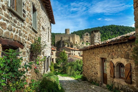 Saint Andre de Chalencon village. Street of Chalencon. Haute Loire. Auvergne Rhone Alpes. France