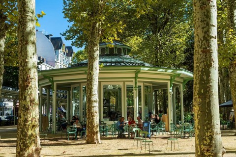 Vichy, isted as World Heritage by UNESCO. Pavillon in Parc des sources. Source Park. Allier.
