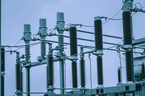 Concept of electricity and power generation using the example of insulators and devices in a