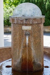 Arminius spring, column with running tap, Bad Lippspringe, climatic spa town, Westphalia, North