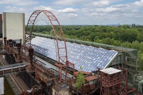 Zollverein Coking Plant, solar-powered Ferris wheel, view from above, UNESCO World Heritage Site,