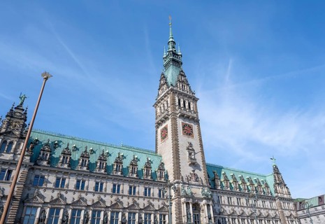 Hamburg Town Hall with Town Hall Tower, Rathausmarkt, Hamburg, Germany