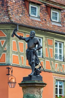 Schwendi statue in the old town centre of Colmar, France