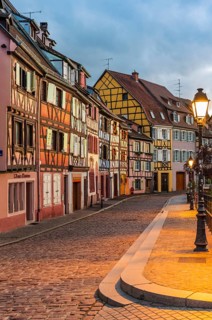 Evening atmosphere in Petite Venise in the old town of Colmar, France