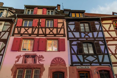 Half-timbered house in Petite Venise in the old town of Colmar, France