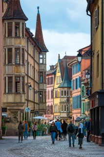 Pedestrians in the old town of Colmar