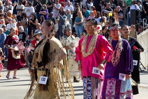 Detroit, Michigan USA - 13 October 2025 - On Indigenous People's Day, Native American tribes held a