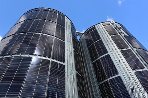 Pellet silos at the Energie-Mann company in the Westerwald
