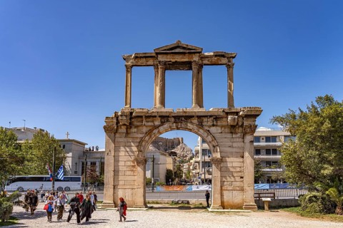 The Hadrian's Gate in the Greek capital Athens, Greece