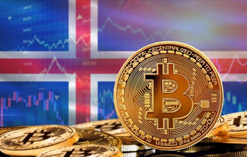 Investors in cryptocurrency and Blockchain Technology in Iceland, Concept. Bitcoin with Iceland
