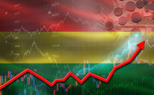 Bolivia economic growth on financial graph. Bolivia financial growth on market graph