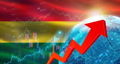 Global financial growth with Bolivia flag. Financial growth with Bolivia flag on economic