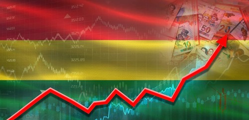 Bolivia financial growth on market graph. Bolivia economic growth on financial graph