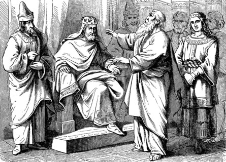 In Egypt, Joseph blesses Pharaoh, Joseph's father Jacob, Joseph, blessing, group, throne, crown,