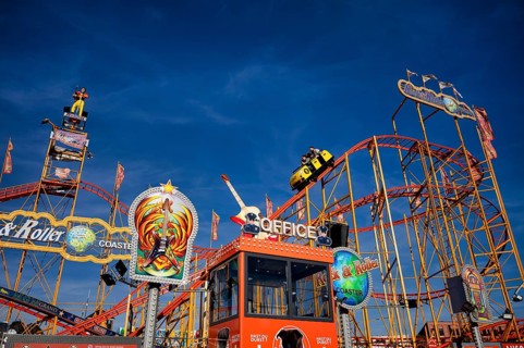 Roller coaster, roller coaster, rides, Cannstatter Wasen, fair, funfair, spring festival, folk