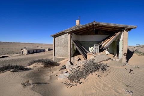 Former residential building, Kolmanskop, restricted diamond area, near Lüderitz, Karas region,