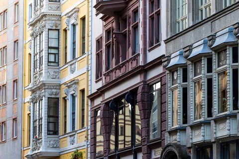 Art Nouveau, House facade, Leipzig, Saxony, Germany