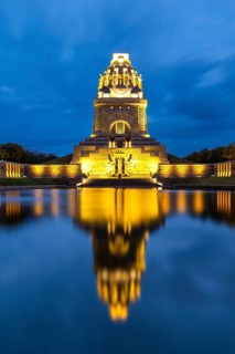 Monument to the Battle of the Nations, Lake of Tears, Blue Hour, Leipzig, Saxony, Germany