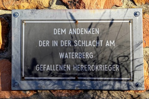 Memorial plaque for the Herero who fell at Waterberg at the German military cemetery at Waterberg,