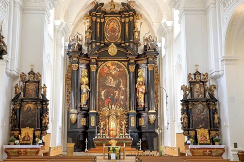 St. Paul's parish church, the first church was consecrated to St. Paul around 1050, Passau, view