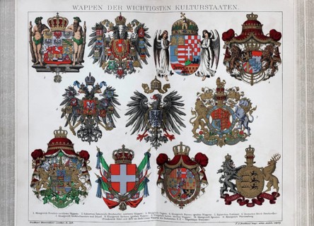 Coats of arms of the most important cultural states, kingdoms and empires of the 19th century,
