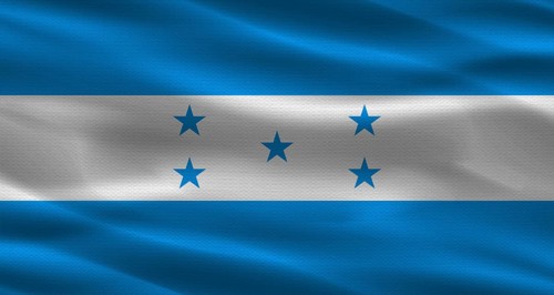 Honduras flag with fabric texture. Realistic flag of Honduras waving