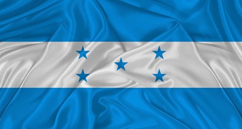 Flag of Honduras with cloth texture. Close up of Honduras flag waving