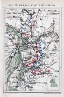 Battle of Leipzig, historical maps with positions of Napoleon's army and the allied troops