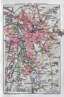 Leipzig and surroundings, historical map from 1907