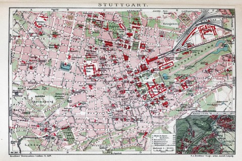 Stuttgat, historical city map from 1907