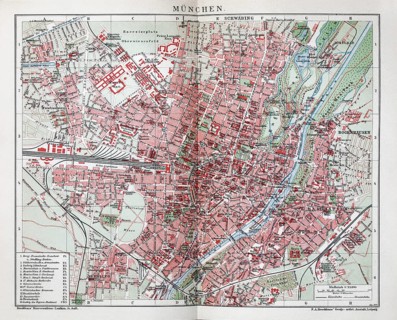 Munich, historical city map from 1907