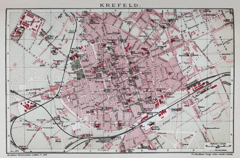 Krefeld, historical city map from 1907