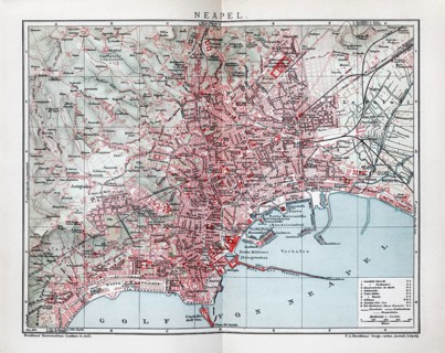 Naples, historical city map from 1906
