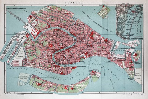 Venice, historical city map from 1906