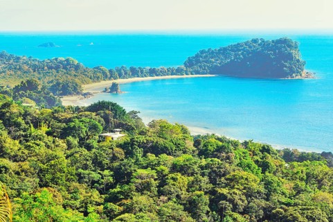 Espadilla beach and coastline, elevated view, Manuel Antonio National Park, Quepos, Costa Rica